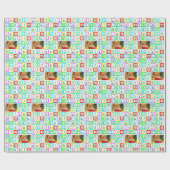 色パーソナライズされた付き正方形と写真 ラッピングペーパー (フラット)