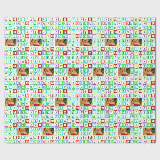 色パーソナライズされた付き正方形と写真 ラッピングペーパー (フラット)