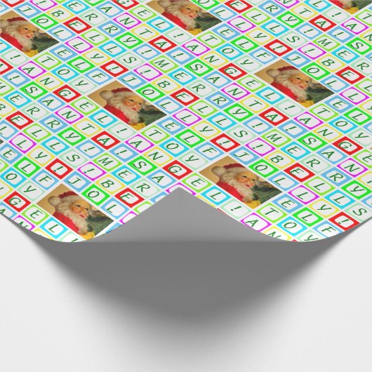 色パーソナライズされた付き正方形と写真 ラッピングペーパー (角)