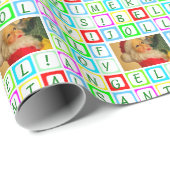 色パーソナライズされた付き正方形と写真 ラッピングペーパー (ロールコーナー)