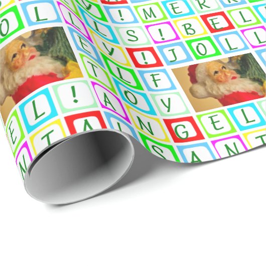 色パーソナライズされた付き正方形と写真 ラッピングペーパー (ロールコーナー)