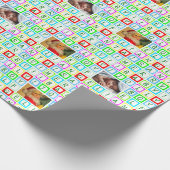 色パーソナライズされた付き正方形と2枚の写真 ラッピングペーパー (角)