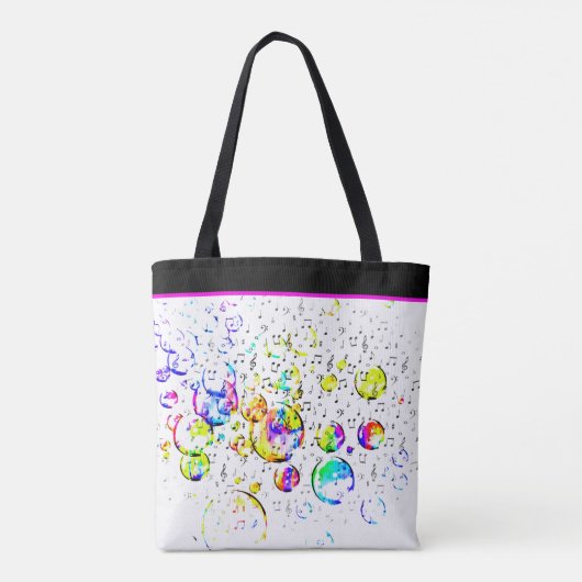 色パーソナライズされた付き泡と音楽トートバッグ トートバッグ (裏面)