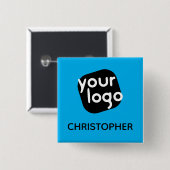 色パーソナライズされた付モダンけ従業員名とロゴ 缶バッジ (正面&裏面)