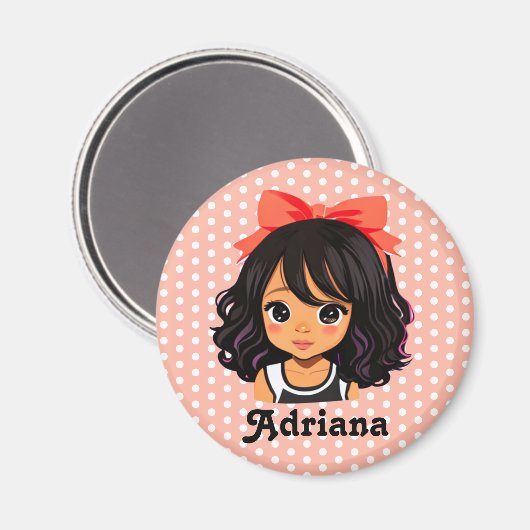 色パーソナライズされた小さな女の子 マグネット (正面/裏面)