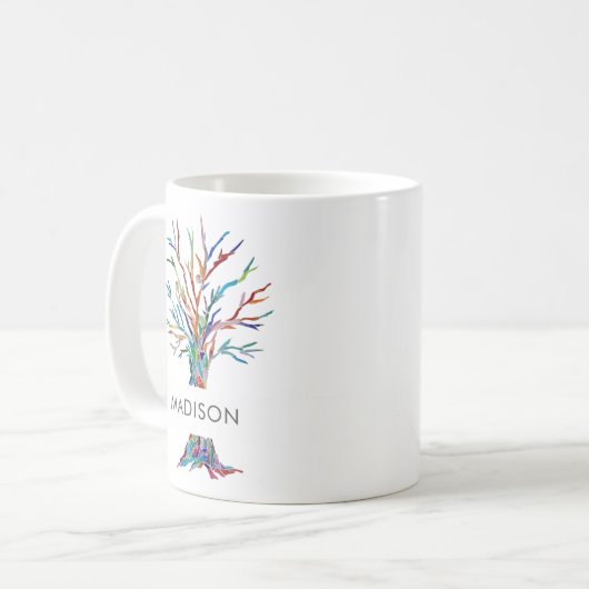 色パーソナライズされた数々のの木のコーヒーマグ コーヒーマグカップ (正面左)