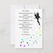 色パーソナライズされた星の歯の妖精ありがとう サンキューカード (正面)