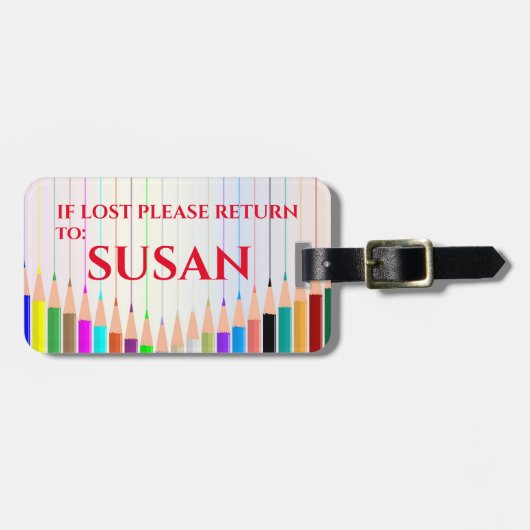 色パーソナライズされた鉛筆パーソナライズされた ラゲッジタグ (正面横)