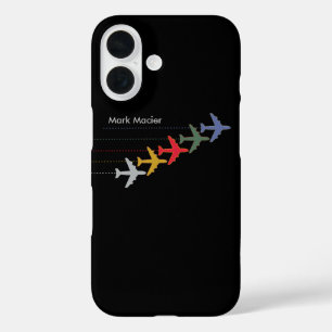 色パーソナライズされた飛行機 iPhone 16ケース