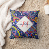 色ファンキーペイズリーパーソナライズされた クッション (ブランケット)