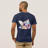 色フランスの変なブルドッグ Tシャツ (裏面フル)