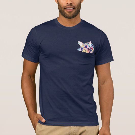 色フランスの変なブルドッグ Tシャツ (正面)