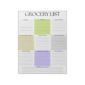 色ブロックエレガント食料品リスト ノートパッド (回転)