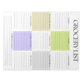 色ブロックエレガント食料品リスト ノートパッド (正面)