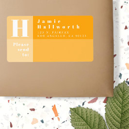 色ブロックモダンオレンジ色のリターンとアドレスに送信 ラベル