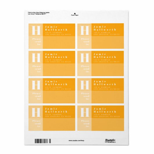 色ブロックモダンオレンジ色のリターンとアドレスに送信 ラベル (フルシート)
