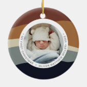 色ブロックモダンマイ初めてのクリスマスの色自然 セラミックオーナメント (裏面)