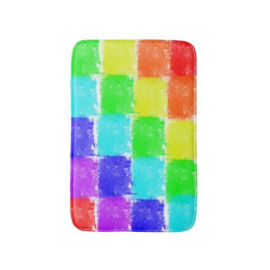 色ブロックモダン抽象芸術パターン バスマット (正面縦)