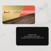 色ブロックモダン木目スタイリスト 名刺 (正面/裏面)