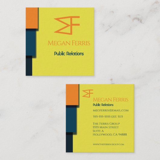 色ブロックモダン スクエア名刺 (正面/裏面)