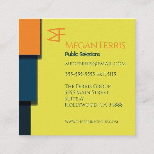 色ブロックモダン スクエア名刺 (裏面)