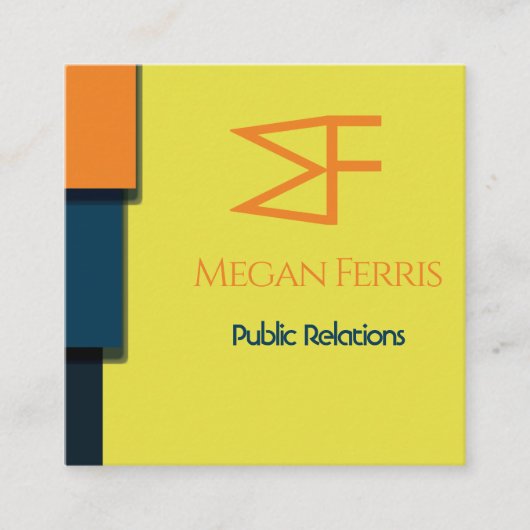 色ブロックモダン スクエア名刺 (正面)