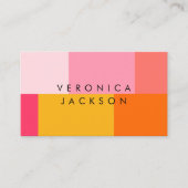 色ブロックモダン | ピンクとオレンジ 名刺 (正面)