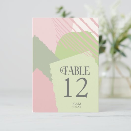 色ブロック結婚のテーブル番号春ID740 招待状 (スタンド正面)