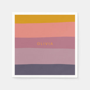 色ブロック自然シェイプ(紫パーソナライズされた) スタンダードカクテルナプキン