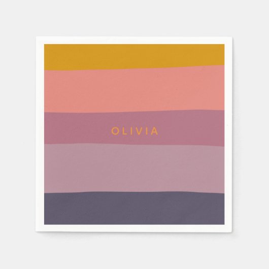 色ブロック自然シェイプ(紫パーソナライズされた) スタンダードカクテルナプキン (正面)