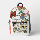 色ブロック蝶ピンク – 赤 プリントバックパック (正面)