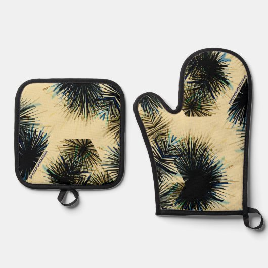 色ベージュの色合いで 鍋つかみ&鍋敷きセット (正面)