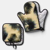 色ベージュの色合いで 鍋つかみ&鍋敷きセット (正面/裏面)