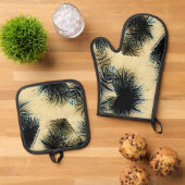 色ベージュの色合いで 鍋つかみ&鍋敷きセット (トップダウン)