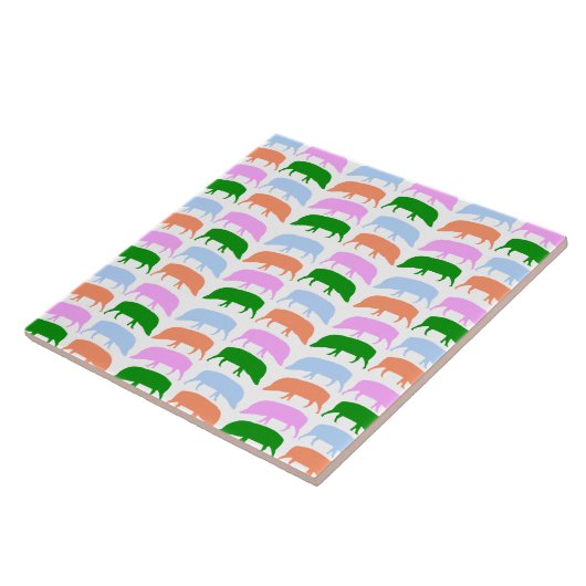 色ホッ数々のグピンク青みがかったオレンジ色のタイル タイル (側面)