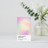 色ホログラフィモダンック勾配白最小主義 名刺 (スタンド正面)