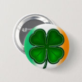 色ボタンを持つ4つの葉のクローバー 缶バッジ (正面&裏面)