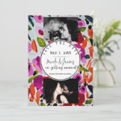 色ポップ・アートののはっきりしたインク水の色の日付を保存 招待状 (スタンド正面)