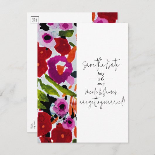 色ポップ・アートののはっきりしたインク水の色の日付を保存 案内ポストカード (正面/裏面)