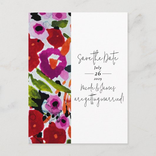 色ポップ・アートののはっきりしたインク水の色の日付を保存 案内ポストカード (正面)