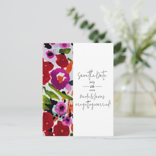 色ポップ・アートののはっきりしたインク水の色の日付を保存 案内ポストカード (スタンド正面)