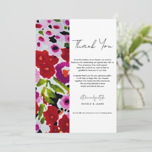 色ポップ・アートののはっきりしたインク色ありがとう 招待状 (スタンド正面)