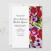 色ポップ・アートののはっきりしたInky Water色の花のブライダル 招待状 (正面)