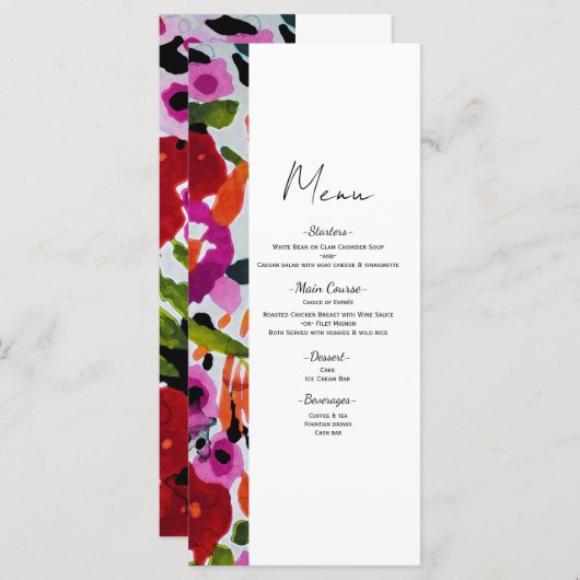 色ポップ・アートののはっきりしたInky Water Color Flowers Menu メニュー (正面/裏面)