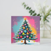 色ポップ・アートのの飛び散るアートクリスマス シーズンカード (スタンド正面)