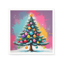 色ポップ・アートのの飛び散るアートクリスマス