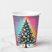 色ポップ・アートのの飛び散るアートクリスマス 紙コップ (裏面)