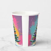 色ポップ・アートのの飛び散るアートクリスマス 紙コップ (左)