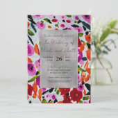 色ポップ・アートのはっきりしたのInky Water色の花結婚の 招待状 (スタンド正面)