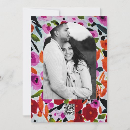 色ポップ・アートのはっきりしたのInky Water色の花結婚の 招待状 (裏面)